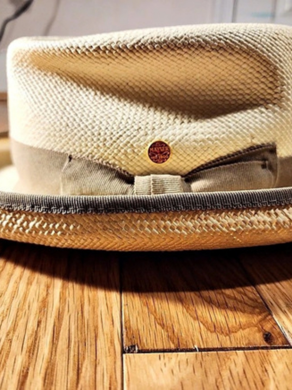 Mayser Panama Hat Cream Brown Size 59 NWT